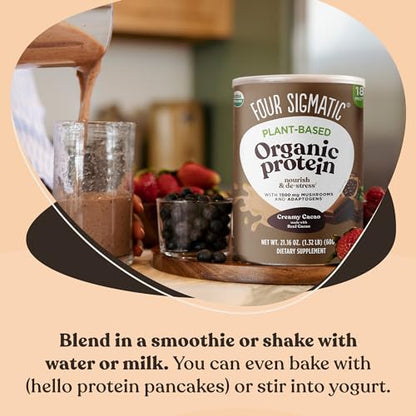 Four Sigmatic Organic Plant-Based Protein Powder Creamy Cacao Protein with Lion’s Mane - Maple Wellness Supplements