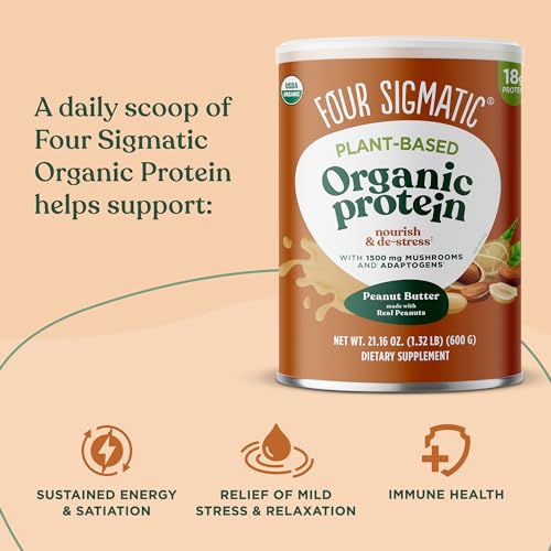 Four Sigmatic Organic Plant-Based Protein Powder Peanut Butter Protein with Lion’s Mane - Maple Wellness Supplements