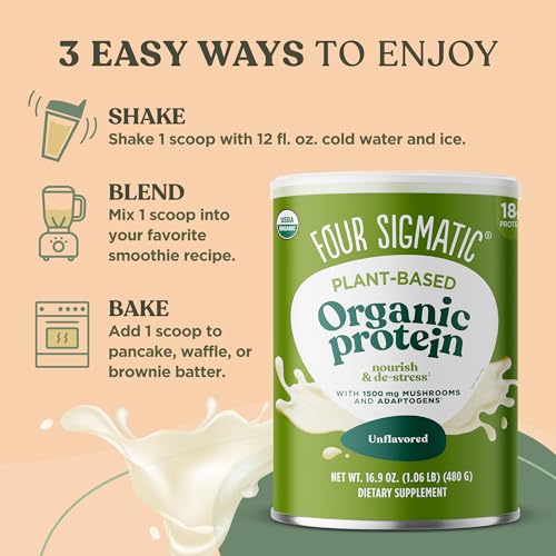 Four Sigmatic Organic Plant-Based Protein Powder Unflavored Protein with Lion’s Mane - Maple Wellness Supplements