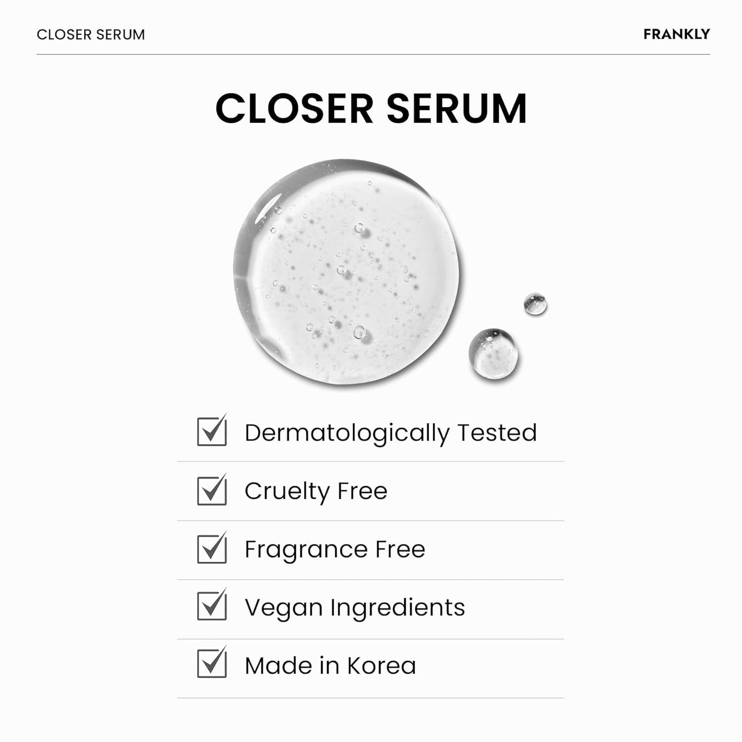 FRANKLY Closer Serum | Pore Minimizer Serum | 9 Peptides, Vegan Collagen, Adenosine, PHA | Korean Pore Minimizer for Glass Skin - Maple Wellness Supplements