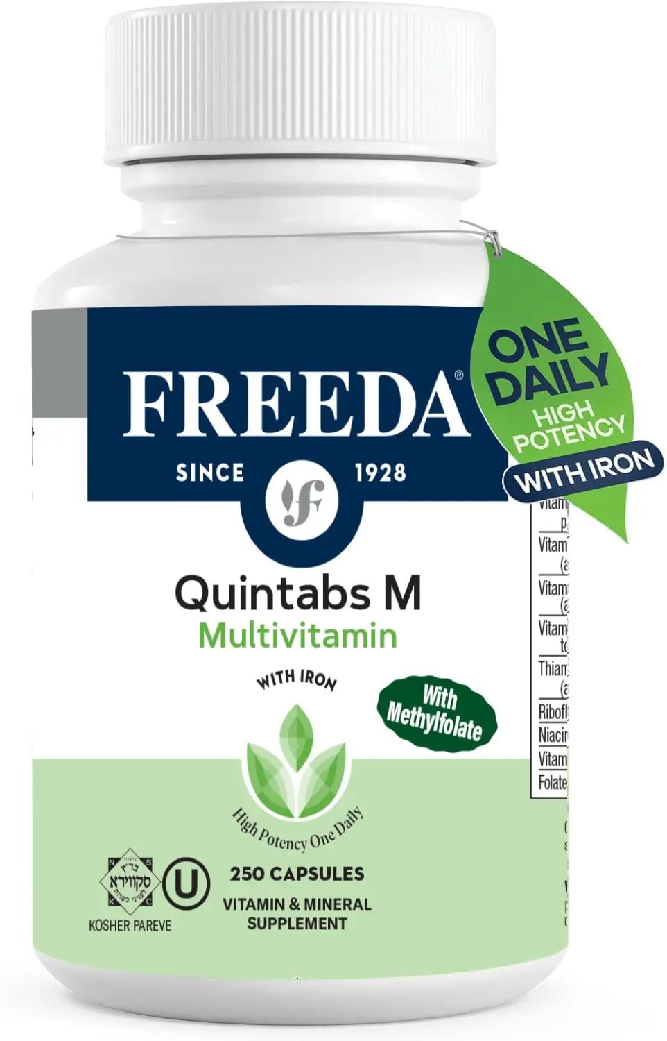 FREEDA Multivitamin One Daily – Quintabs-M with Iron – Kosher Multi Vitamins Supplements for Women Health - Multivitamins for Women & Iron - Maple Wellness Supplements