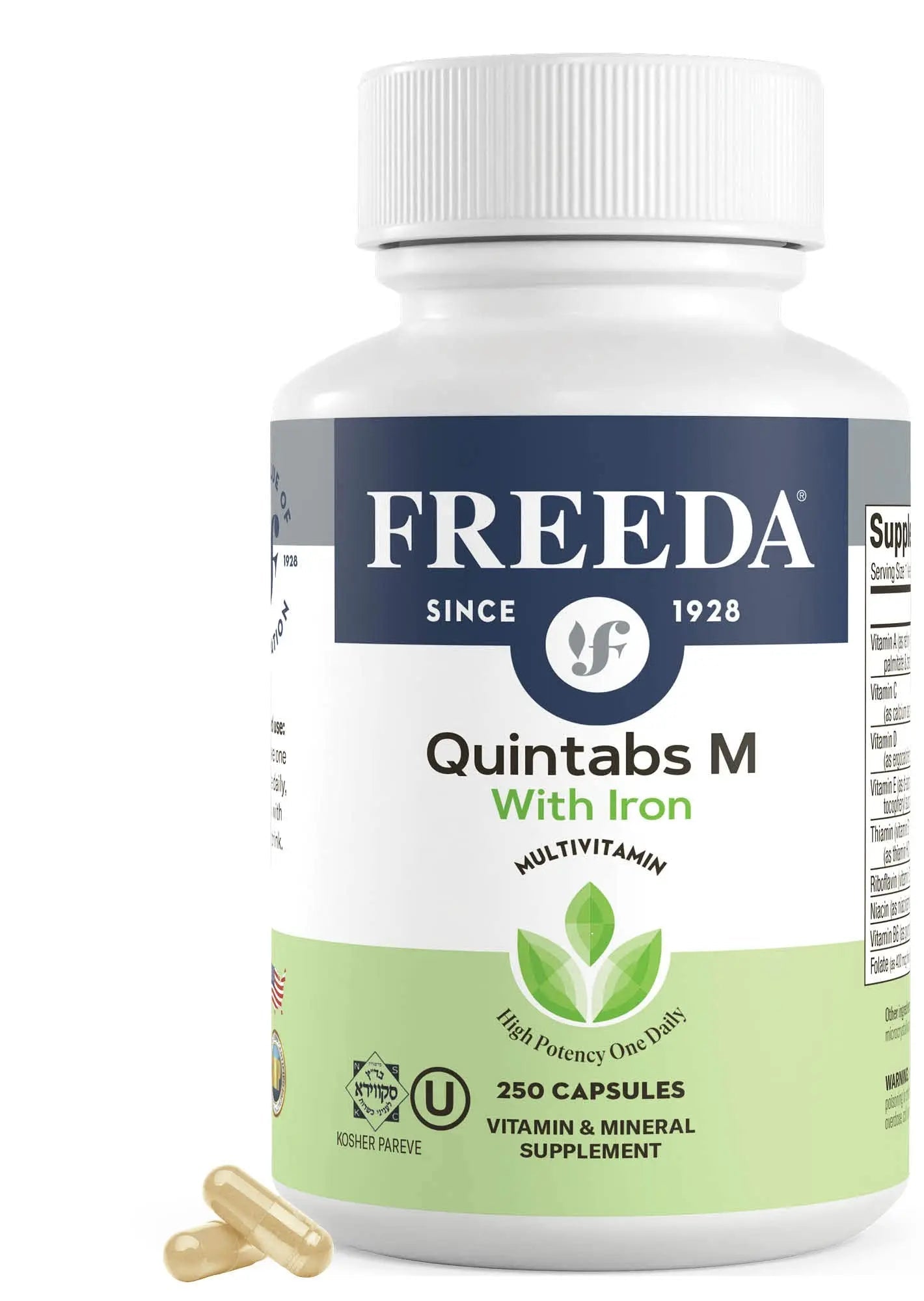 FREEDA Multivitamin One Daily – Quintabs-M with Iron – Kosher Multi Vitamins Supplements for Women Health - Multivitamins for Women & Iron - Maple Wellness Supplements