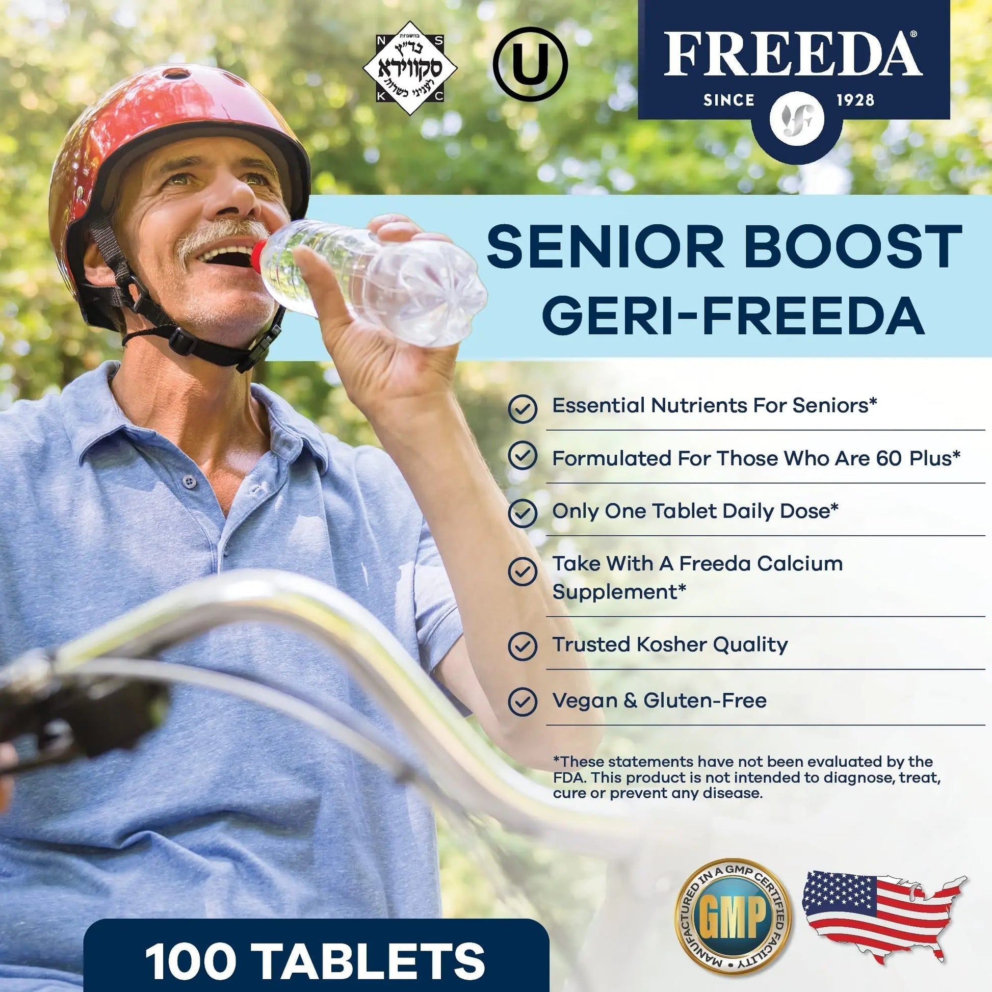 Freeda Senior Multivitamin - Kosher Vitamins for Men & Women 60 and Over - One Daily Coated Tablet - Women’s & Men’s Vitamins Multivitamin 60 Plus - Maple Wellness Supplements