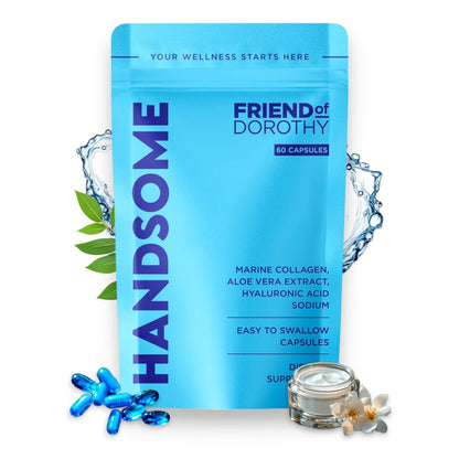 FRIEND OF DOROTHY, Handsome, Marine Collagen Tablets Enhanced with Aloe Vera, Hydrolyzed Collagen Supplements for Men, 60 Capsules per Pouch - Maple Wellness Supplements