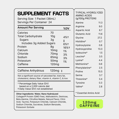 Frog Fuel Power Energized Complete Protein Shot, 15g, Nano Hydrolyzed & Grass Fed, 80mg Caffeine, Gluten Free, Fat & Sugar Free, 22 Amino Acids, - Maple Wellness Supplements
