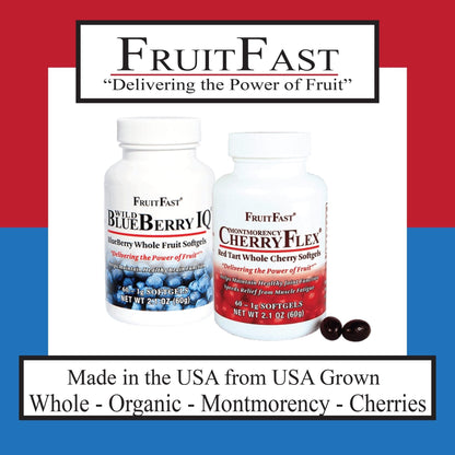 FruitFast CherryFlex 100% Red Tart Organic Cherry Concentrate Supplement - Chewable Softgel - 60 Count - Non-GMO and Gluten Free - Promotes Healthy Joint Function* - Maple Wellness Supplements