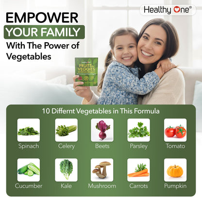 Fruits & Veggies Sugar-Free Gummies - 27 Whole Foods - Equals 3 Servings of Fruits & Vegetables - Improve Energy, Focus & Immune Function - Fiber - Antioxidants - Organic Ingredients - 14 Packets - Maple Wellness Supplements