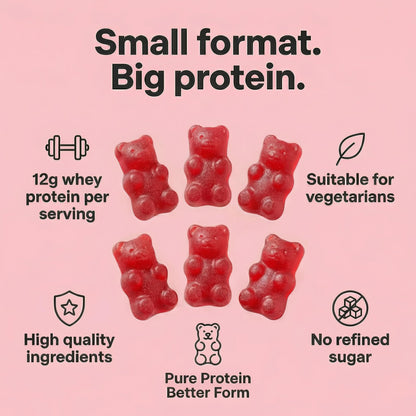 FUELE+ Protein Gummies – 12g High Protein Snack, Mixed Berry Flavor, No Added Sugar, Whey Protein Gummies, Supports Muscle Recovery, Post Workout Supplement - Maple Wellness Supplements