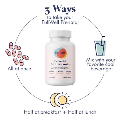 FullWell Women's Prenatal Multivitamin - Healthy Pregnancy Support - Contains Choline & Folate - Supports Fetal Growth - Maple Wellness Supplements