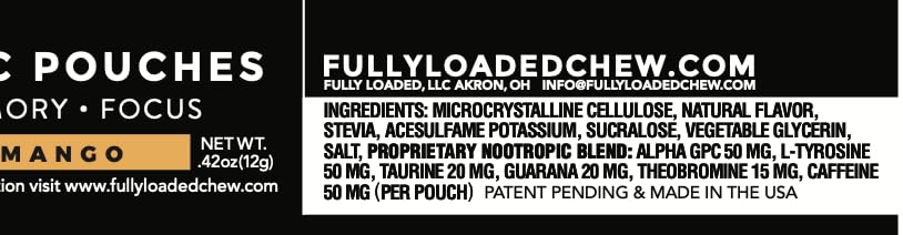 Fully Loaded Alpha Fuel Nootropic Pouches (Mango Fuel) - 5 cans, 15 Pouches per can - Energy Pouches containing Caffeine and nootropic Blend - Maple Wellness Supplements