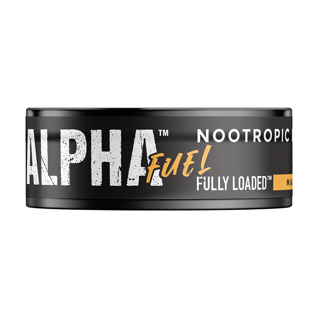 Fully Loaded Alpha Fuel Nootropic Pouches (Mango Fuel) - 5 cans, 15 Pouches per can - Energy Pouches containing Caffeine and nootropic Blend - Maple Wellness Supplements