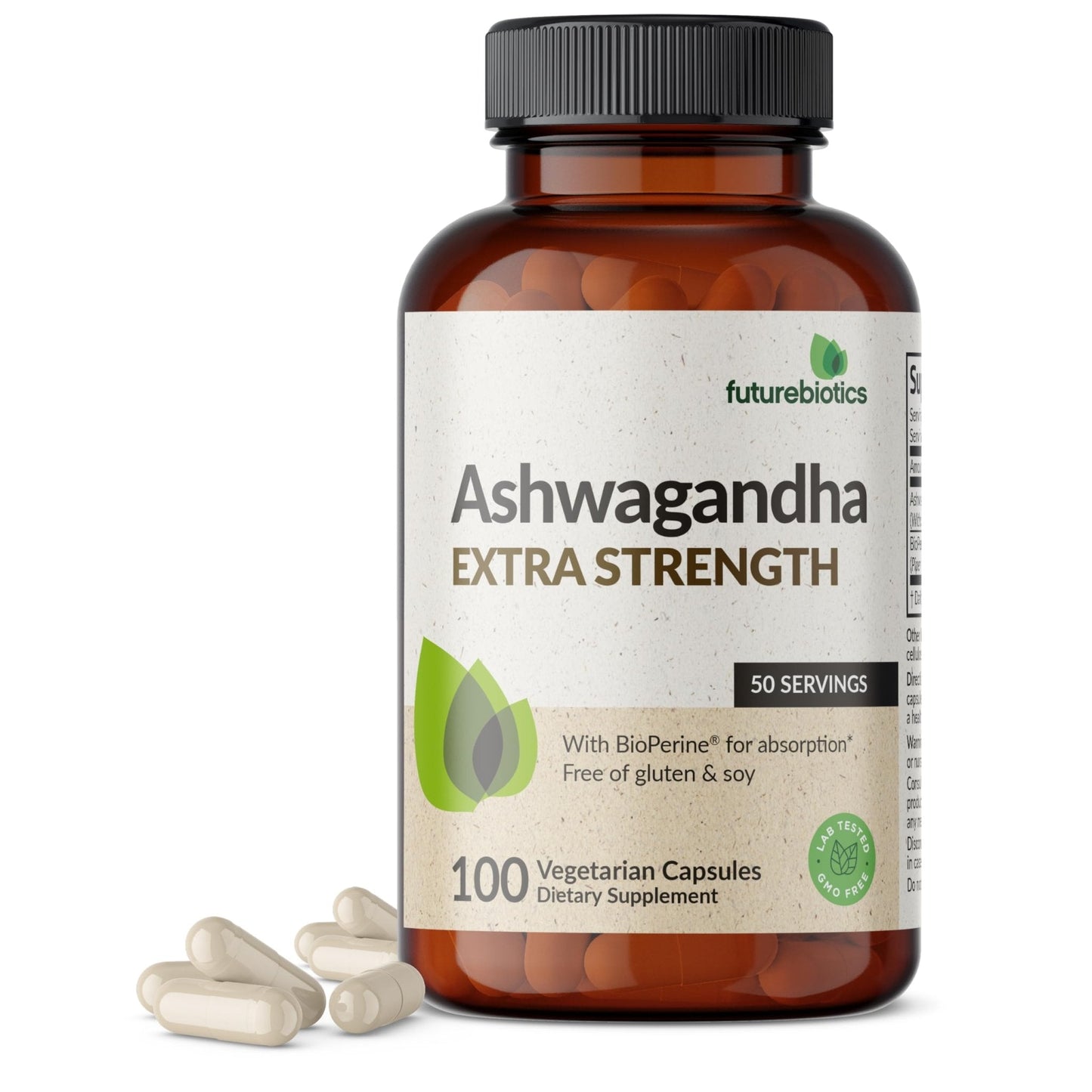 Futurebiotics Ashwagandha Extra Strength Stress & Mood Support with BioPerine - Non GMO Formula, 100 Vegetarian Capsules - Maple Wellness Supplements