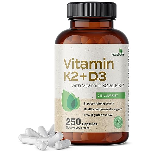 Futurebiotics Vitamin K2 (MK7) with D3 Supplement - Non-GMO Formula - 5000 IU Vitamin - Maple Wellness Supplements