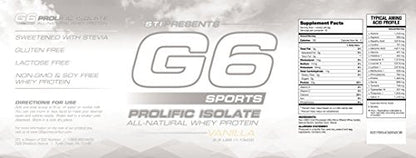 G6 Sports Nutrition Prolific Isolate All Natural Whey Protein Isolate Gluten Free, Lactose - Maple Wellness Supplements