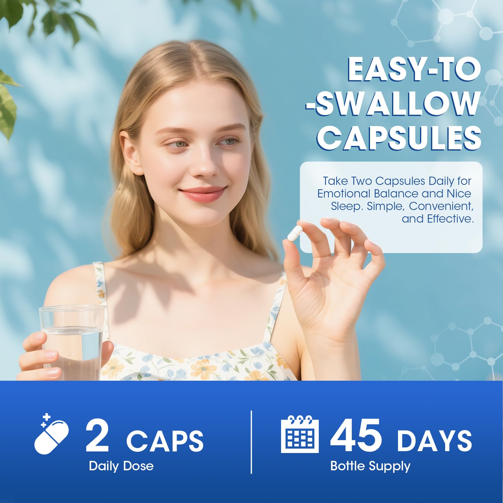 GABA Supplements 750mg with L Theanine, 5HTP, Ashwagandha, Lemon Balm, Ginkgo Biloba, Omega-3, 10 in 1 GABA Calm Capsules for Sleep, Relaxation, Focus, Mood Support, Cortisol Balance - 90CT - Maple Wellness Supplements