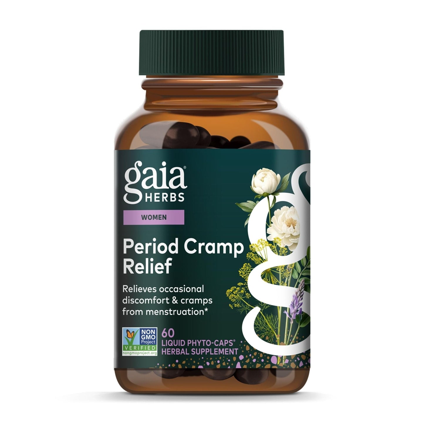 Gaia Herbs Cramp Relief - Herbal Supplement for Period Cramp Relief* - Made with Fennel Seed, Licorice Root & More - 60 Vegan Liquid Phyto-Caps (60 Servings) - Maple Wellness Supplements