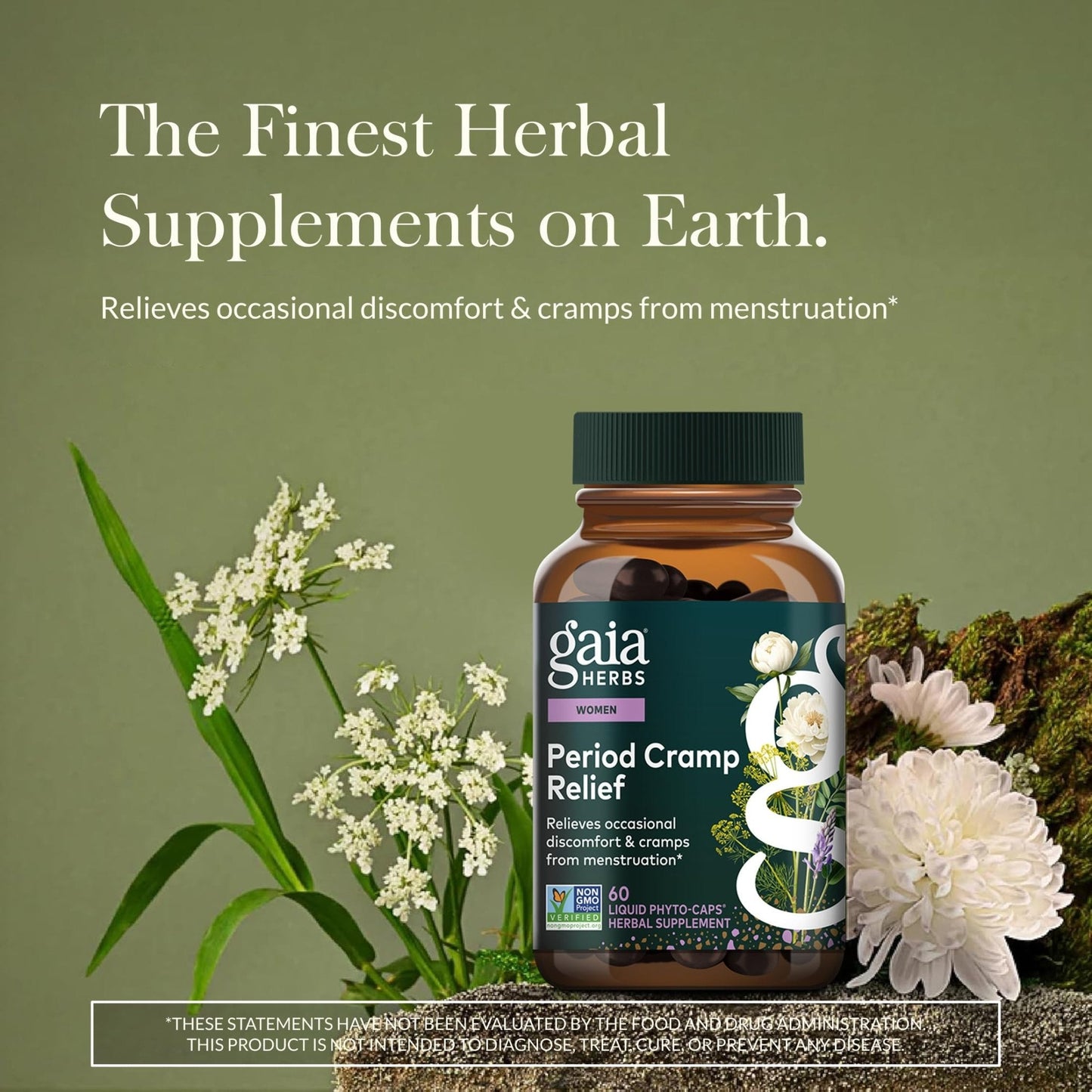 Gaia Herbs Cramp Relief - Herbal Supplement for Period Cramp Relief* - Made with Fennel Seed, Licorice Root & More - 60 Vegan Liquid Phyto-Caps (60 Servings) - Maple Wellness Supplements
