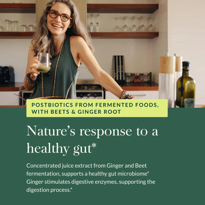 Gaia Herbs Ginger-Beet Postbiotic - Supplement for Gut & Heart Health Support* - Made with Fermented Beets & Ginger - Free from Dairy, Soy & Gluten - 60 Vegan Liquid Phyto-Caps (30 Servings) - Maple Wellness Supplements