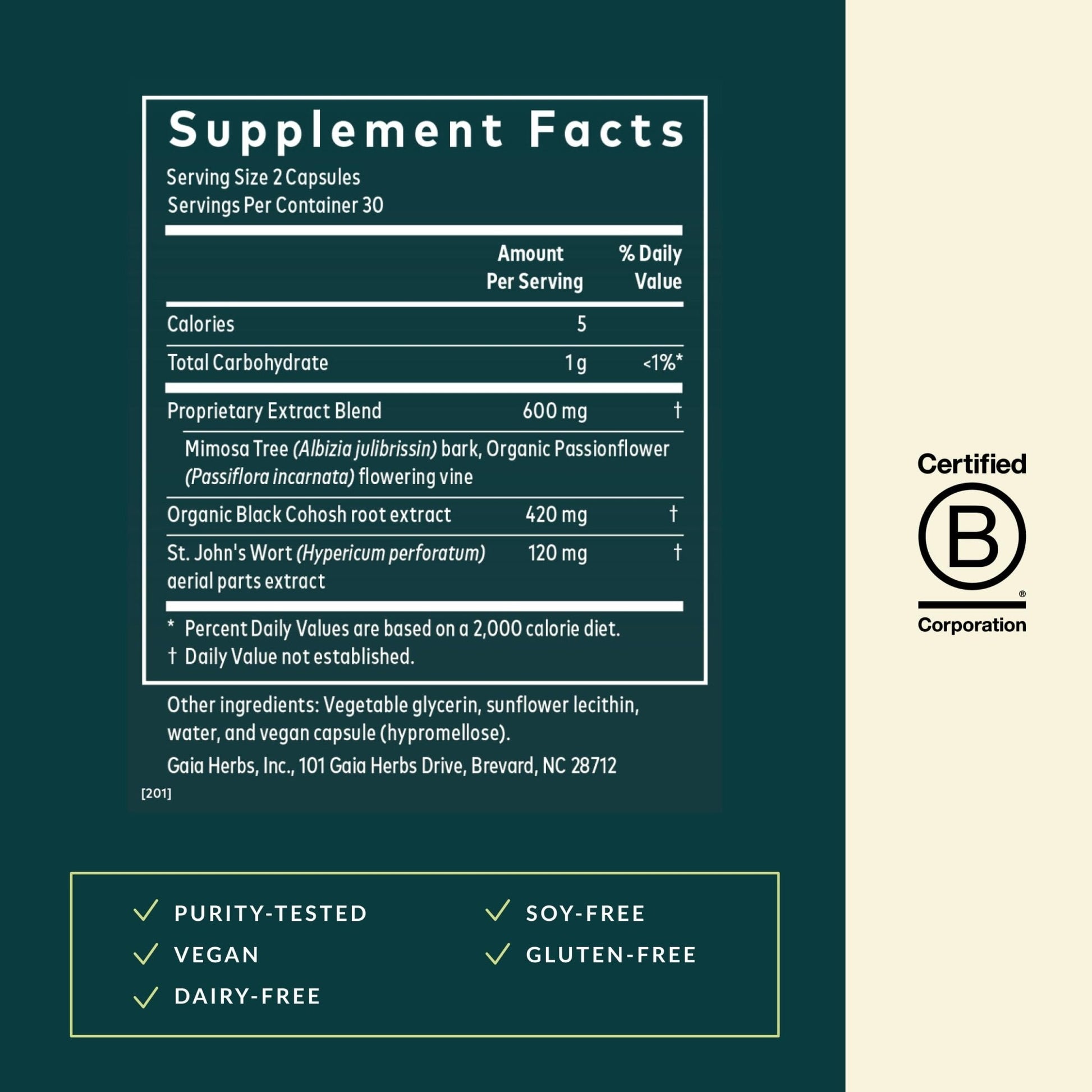 Gaia Herbs Menopause Support Nighttime - Menopause Supplement for Women* - with Black Cohosh, Mimosa, Passionflower & St. John's Wort - 60 Vegan Liquid Phyto-Caps (30 Servings) - Maple Wellness Supplements