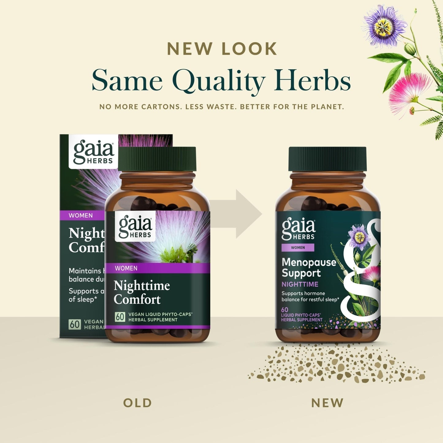 Gaia Herbs Menopause Support Nighttime - Menopause Supplement for Women* - with Black Cohosh, Mimosa, Passionflower & St. John's Wort - 60 Vegan Liquid Phyto-Caps (30 Servings) - Maple Wellness Supplements