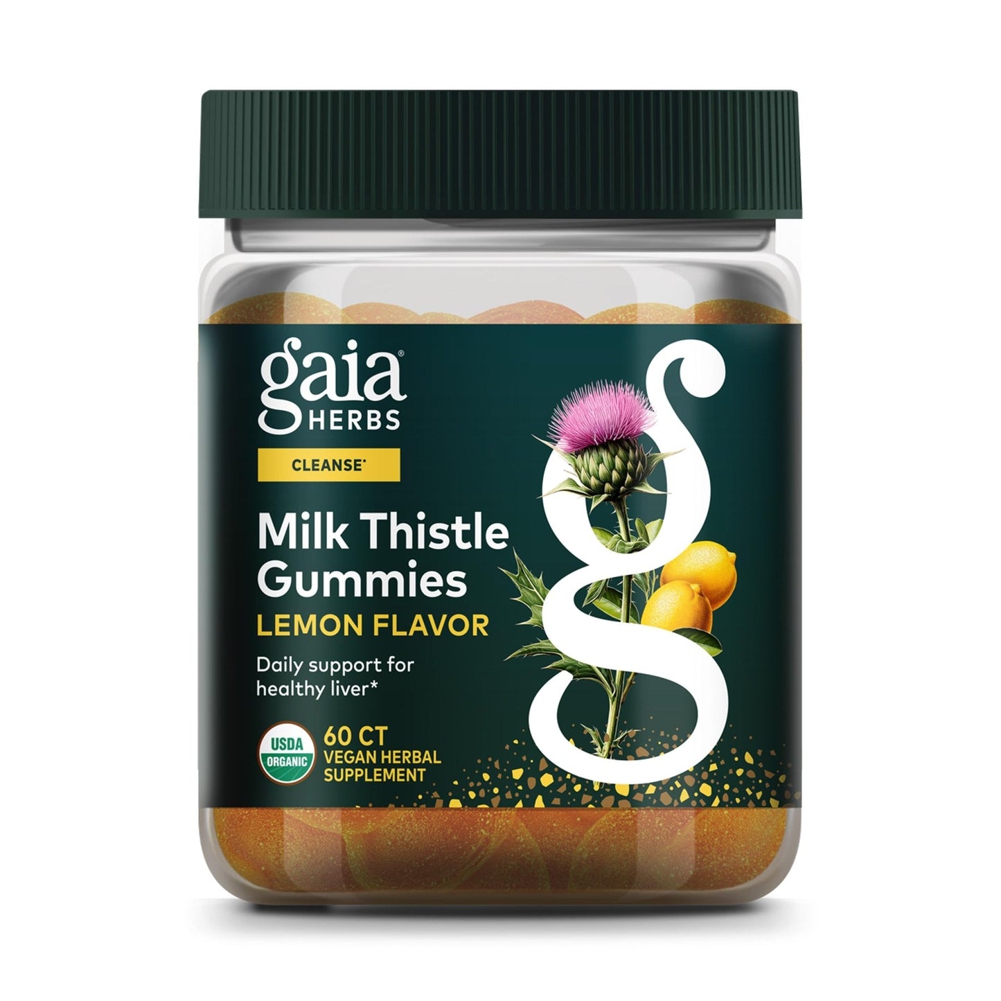 Gaia Herbs Milk Thistle Gummies - Herbal Supplement with Antioxidant Properties for Liver Health & Liver Detox - Lemon Flavored - 60 Vegan Gummies - Maple Wellness Supplements