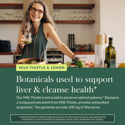 Gaia Herbs Milk Thistle Gummies - Herbal Supplement with Antioxidant Properties for Liver Health & Liver Detox - Lemon Flavored - 60 Vegan Gummies - Maple Wellness Supplements