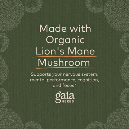 Gaia Herbs Organic Lion’s Mane Mushroom - Brain and Nerve Support Supplement - Maple Wellness Supplements