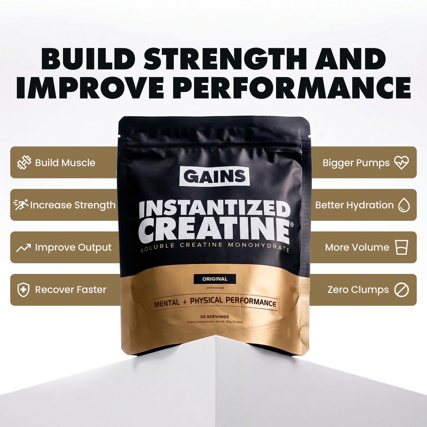 Gains in Bulk Instantized Creatine Monohydrate for Men & Women, Soluble Creatine Powder, Supports Muscle Building, Strength and Performance - Maple Wellness Supplements