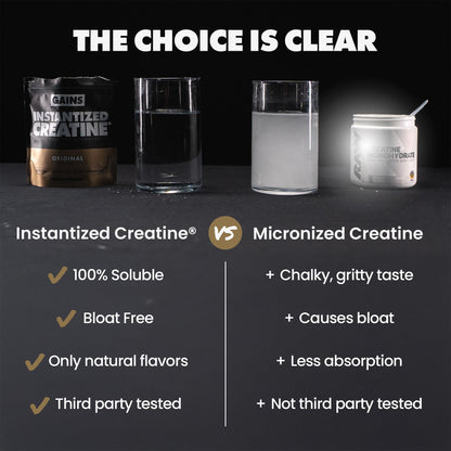 Gains in Bulk Instantized Creatine Monohydrate for Men & Women, Soluble Creatine Powder, Supports Muscle Building, Strength and Performance - Maple Wellness Supplements