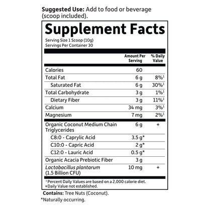 Garden of Life Dr. Formulated Keto Organic MCT Powder - 30 Servings, 6g MCTs from Coconuts plus Prebiotic Fiber & Probiotics - Maple Wellness Supplements
