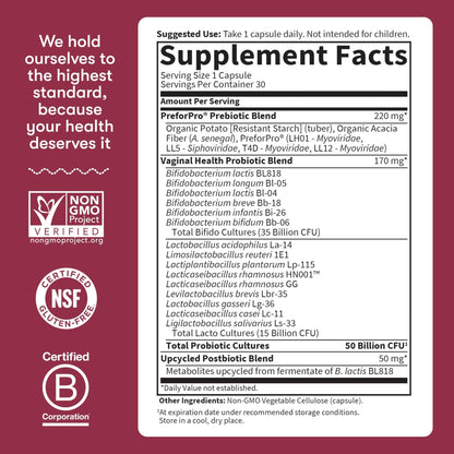 Garden of Life Dr Formulated Once Daily 3-in-1 Complete Prebiotics, Postbiotics & Probiotics for Women, PRE + PRO + POSTBIOTIC Supplement for Women’s Digestive, Immune & Vaginal Health, 30 Day Supply - Maple Wellness Supplements