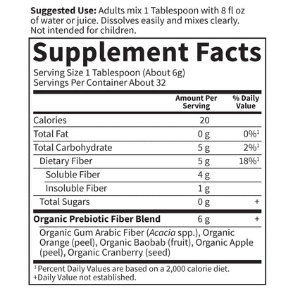 Garden of Life Dr. Formulated Organic Fiber Powder, Unflavored, Prebiotic Superfood Fiber Supplement, Constipation Relief - Maple Wellness Supplements