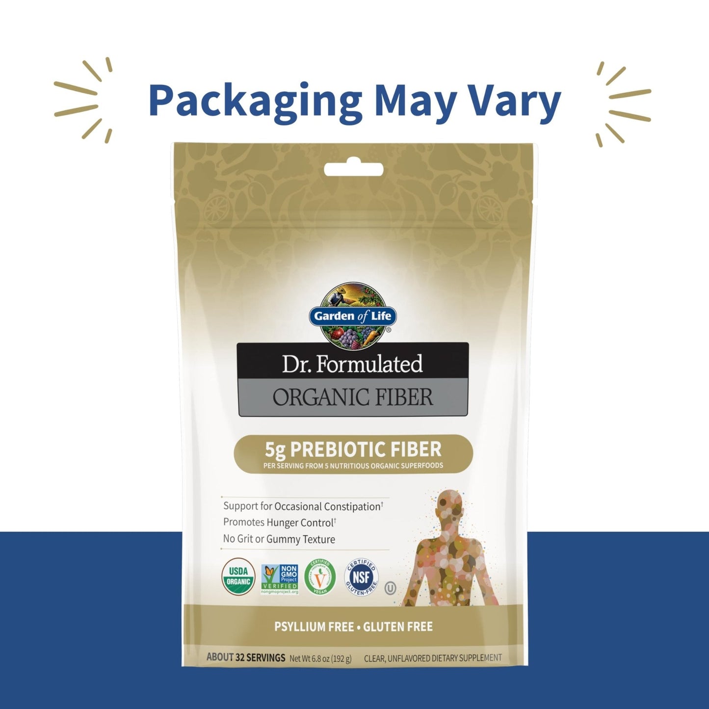 Garden of Life Dr. Formulated Organic Fiber Powder, Unflavored, Prebiotic Superfood Fiber Supplement, Constipation Relief - Maple Wellness Supplements