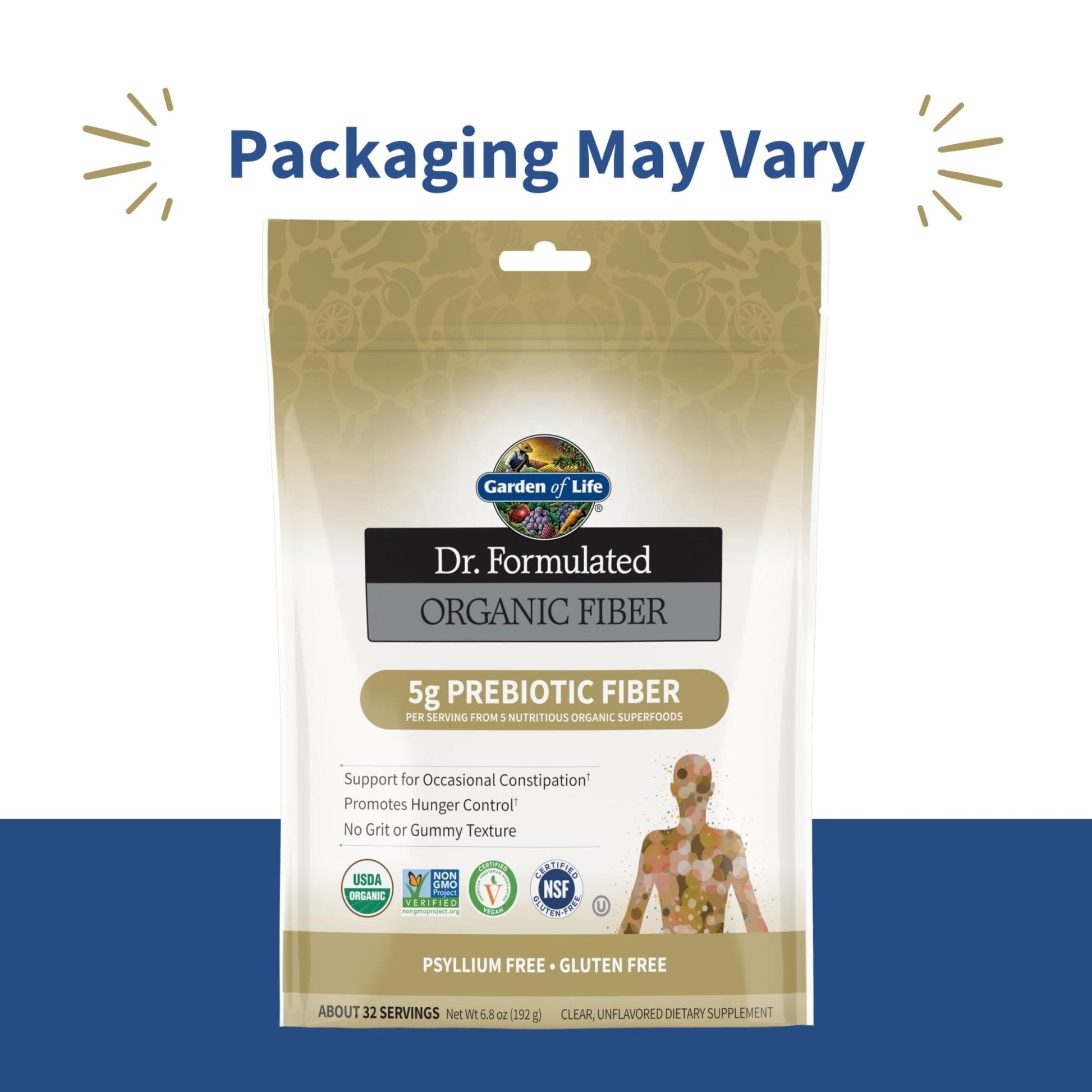 Garden of Life Dr. Formulated Organic Fiber Powder, Unflavored, Prebiotic Superfood Fiber Supplement, Constipation Relief - Maple Wellness Supplements