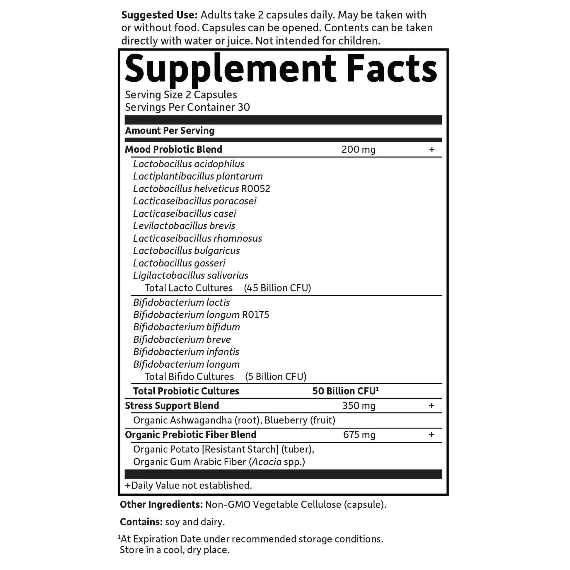Garden of Life Dr. Formulated Probiotics Mood+ - 50 Billion CFU - Supports Relaxation & Digestive Health - Shelf Stable - 60 Vegetarian Capsules - Maple Wellness Supplements