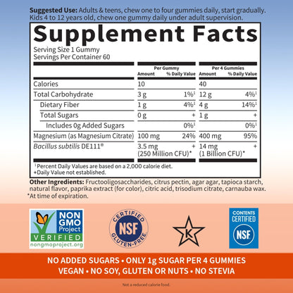 Garden of Life Magnesium Citrate Supplement Gummies with Prebiotics & Probiotics for Stress, Sleep & Recovery - Vegan, Gluten Free, Kosher, Non-GMO - Maple Wellness Supplements