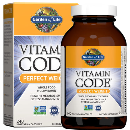 Garden of Life Multivitamin Code Perfect Weight Loss for Women and Men, Healthy Active Metabolism, Stress Management, Ashwagandha, Green Tea and Enzymes, 240 Count - Maple Wellness Supplements