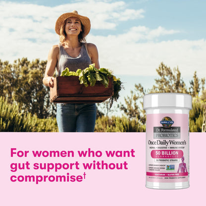 Garden of Life Once Daily Dr. Formulated Probiotics for Women 50 Billion CFU 16 Probiotic Strains with Organic Prebiotics for Digestive, Vaginal & Immune Health, Dairy Free, Shelf Stable 30 Capsules - Maple Wellness Supplements