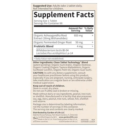 Garden of Life Organic Ashwagandha Supplement with Probiotics & Ginger - Stress, Mood & Energy Support, Vegan, Gluten Free - Maple Wellness Supplements