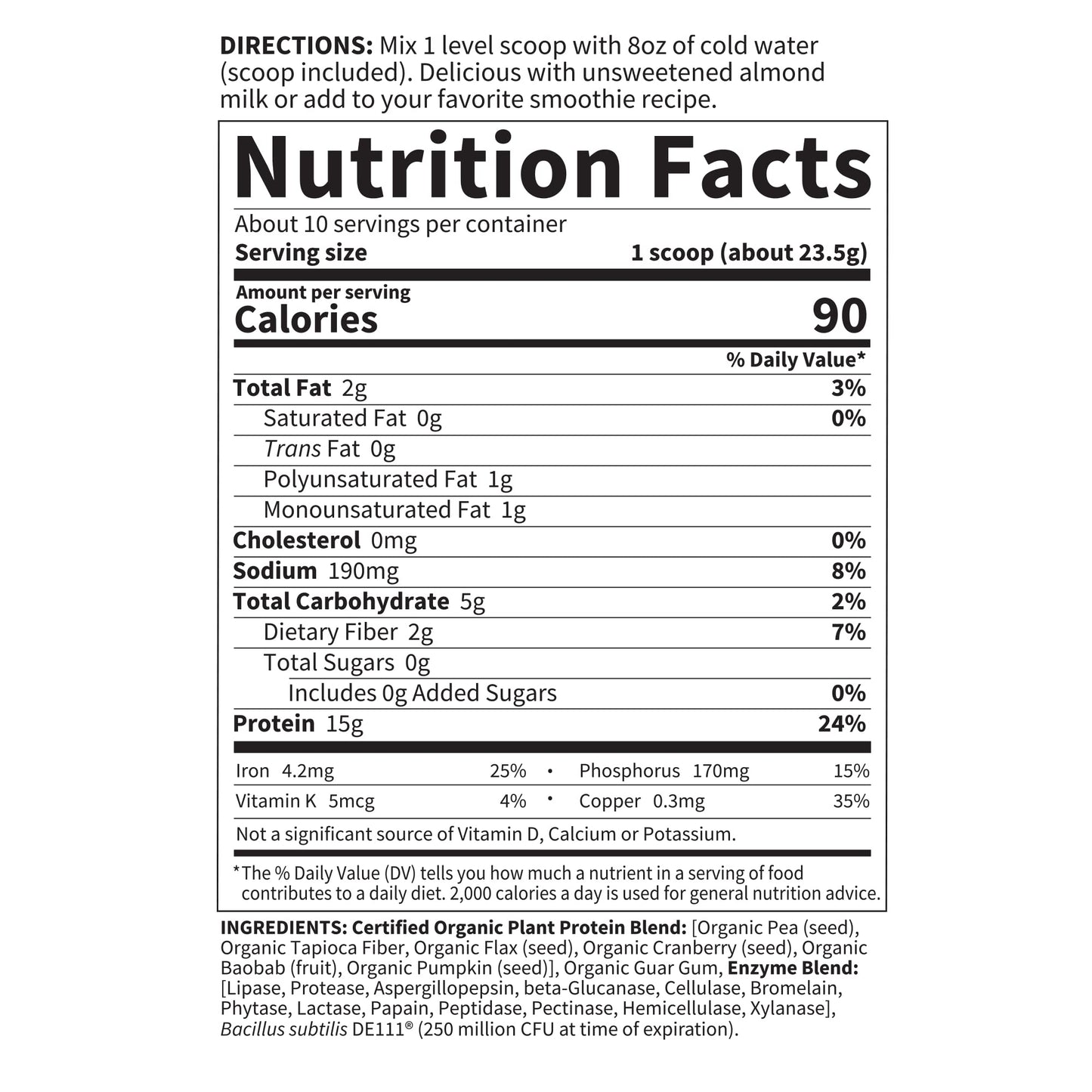 Garden of Life Organic Plant Based Protein Powder - Smooth Unflavored - Vegan - Maple Wellness Supplements