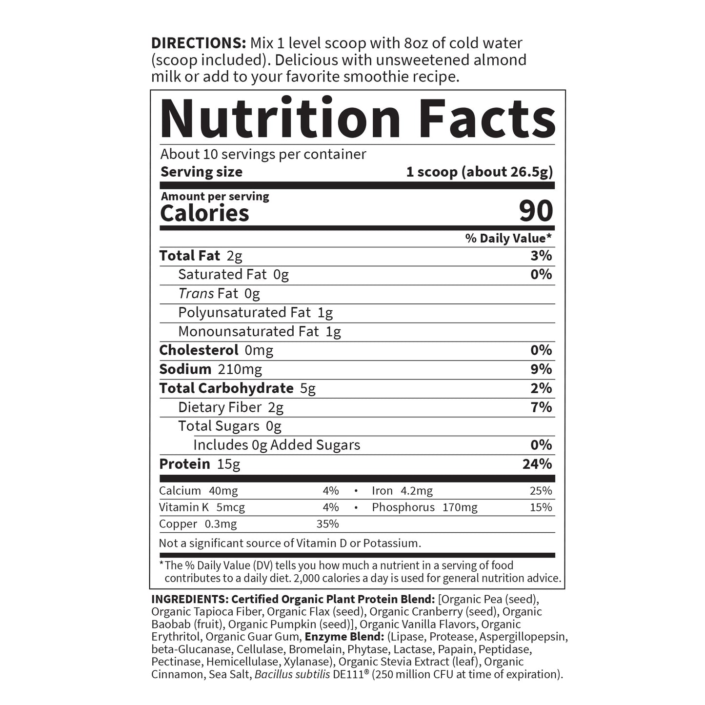 Garden of Life Organic Plant Based Protein Powder - Smooth Vanilla, Vegan, Grain Free - Maple Wellness Supplements