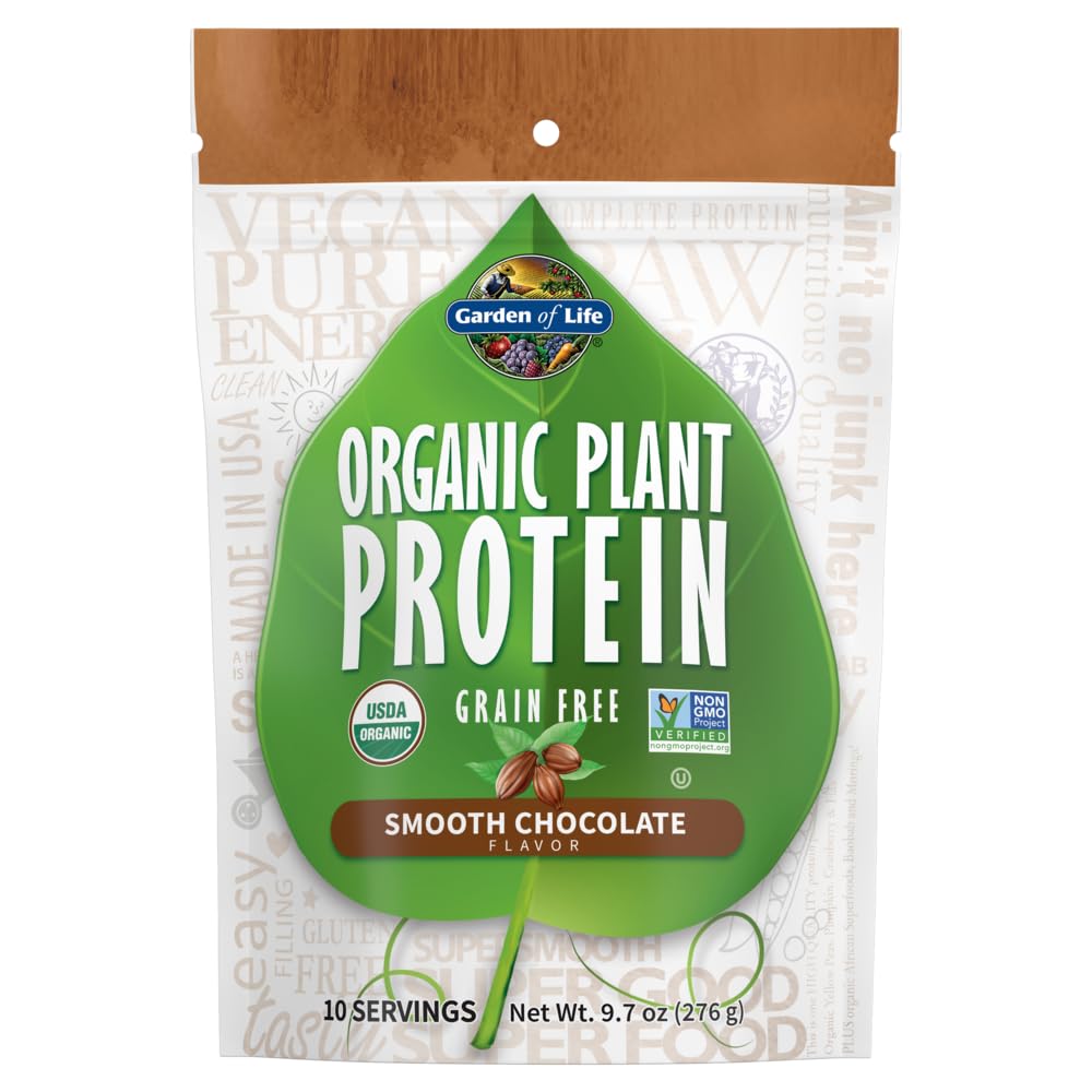 Garden of Life Organic Plant Protein Smooth Chocolate Powder, 10 Servings - Vegan, Grain - Maple Wellness Supplements