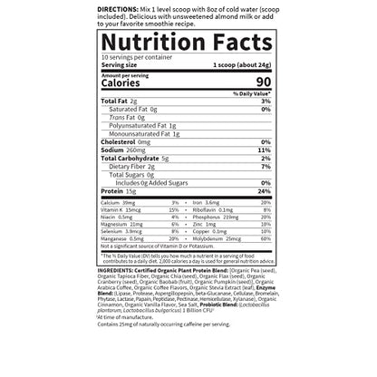 Garden of Life Organic Plant Protein Smooth Coffee Powder, 10 Servings - Vegan - Maple Wellness Supplements