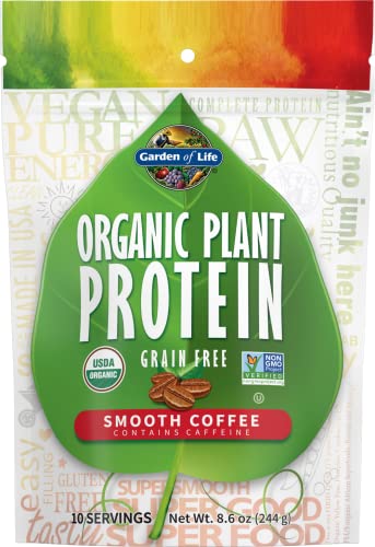 Garden of Life Organic Plant Protein Smooth Coffee Powder, 10 Servings - Vegan - Maple Wellness Supplements