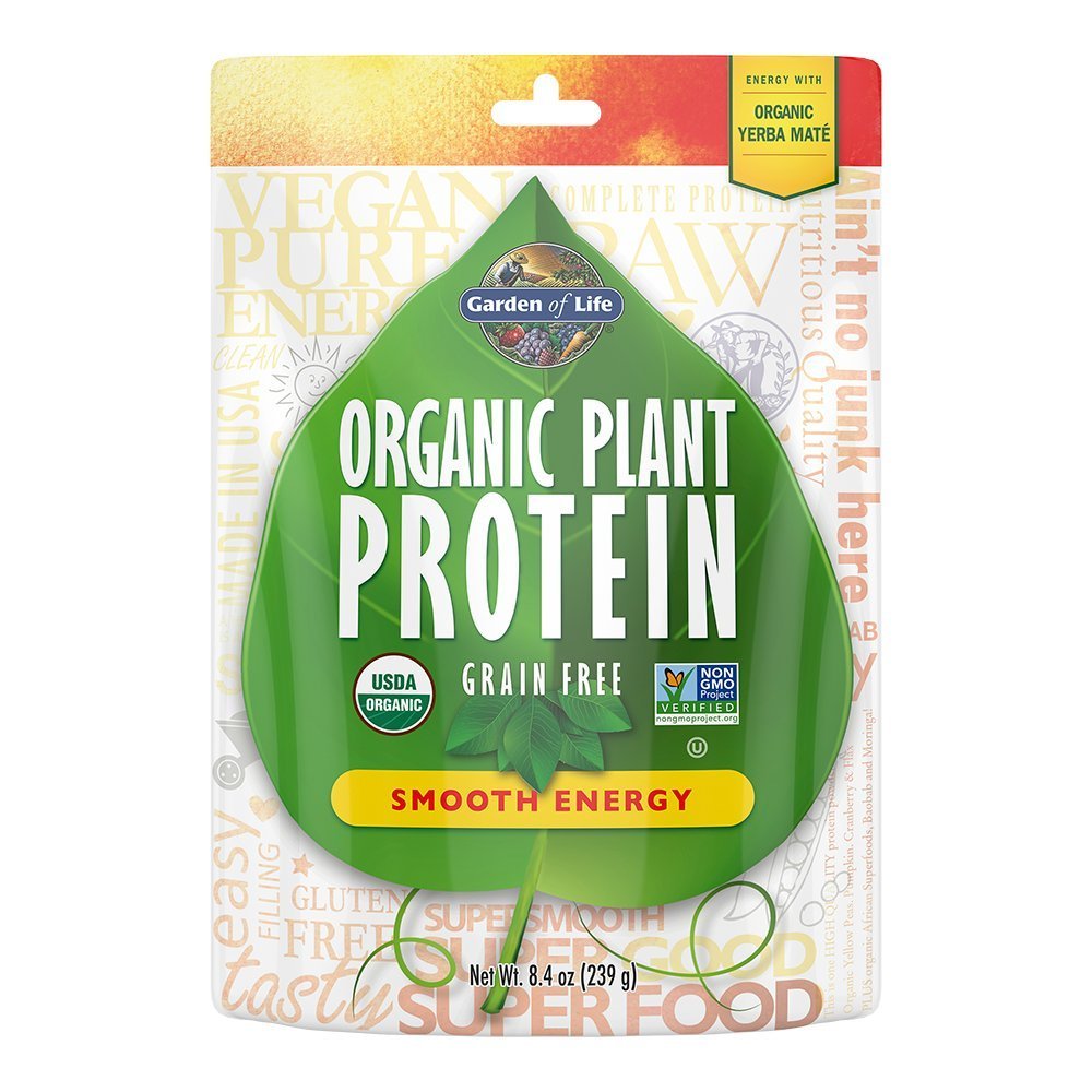 Garden of Life Organic Plant Protein Smooth Energy Powder, 10 Servings - Vegan, Grain - Maple Wellness Supplements