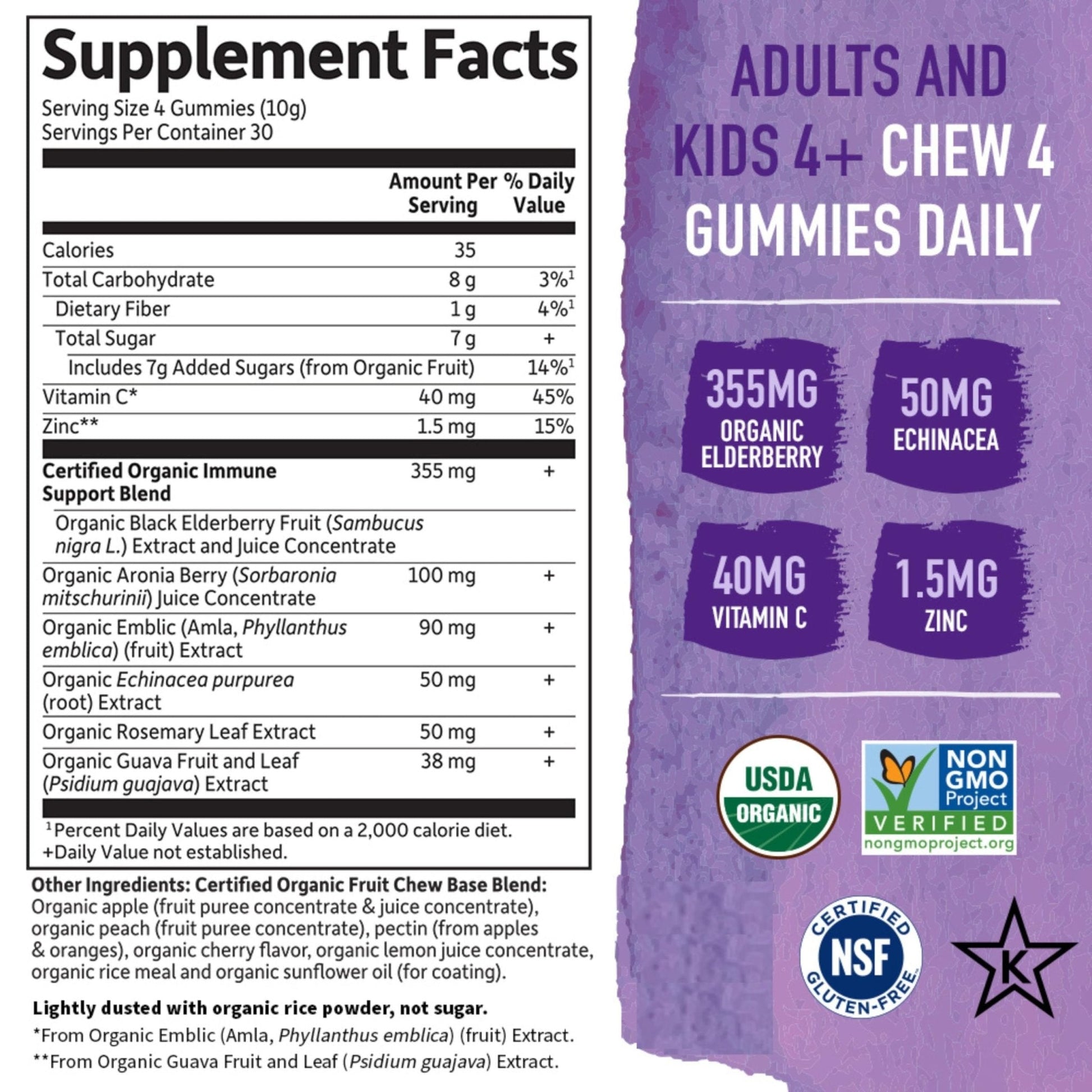 Garden of Life Organics Elderberry Gummies for Adults & Kids - Immune Support Supplement with Organic Fruit, Herbal Blend, Elderberry, Echinacea, Zinc, - Maple Wellness Supplements