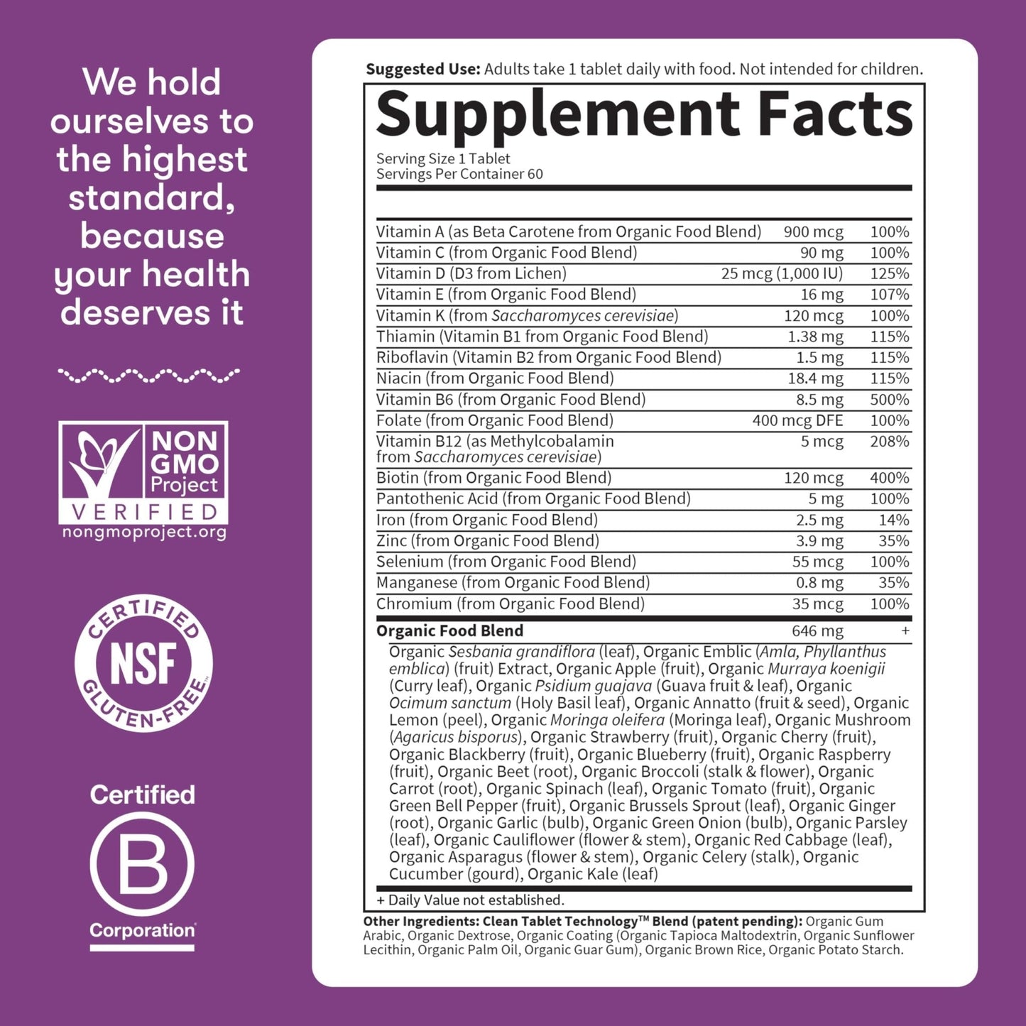 Garden of Life Organics Multivitamin for Women - Women's Once Daily Multi - Whole Food Multi with Iron, Biotin, Vegan Organic Womens Multivitamin - Maple Wellness Supplements