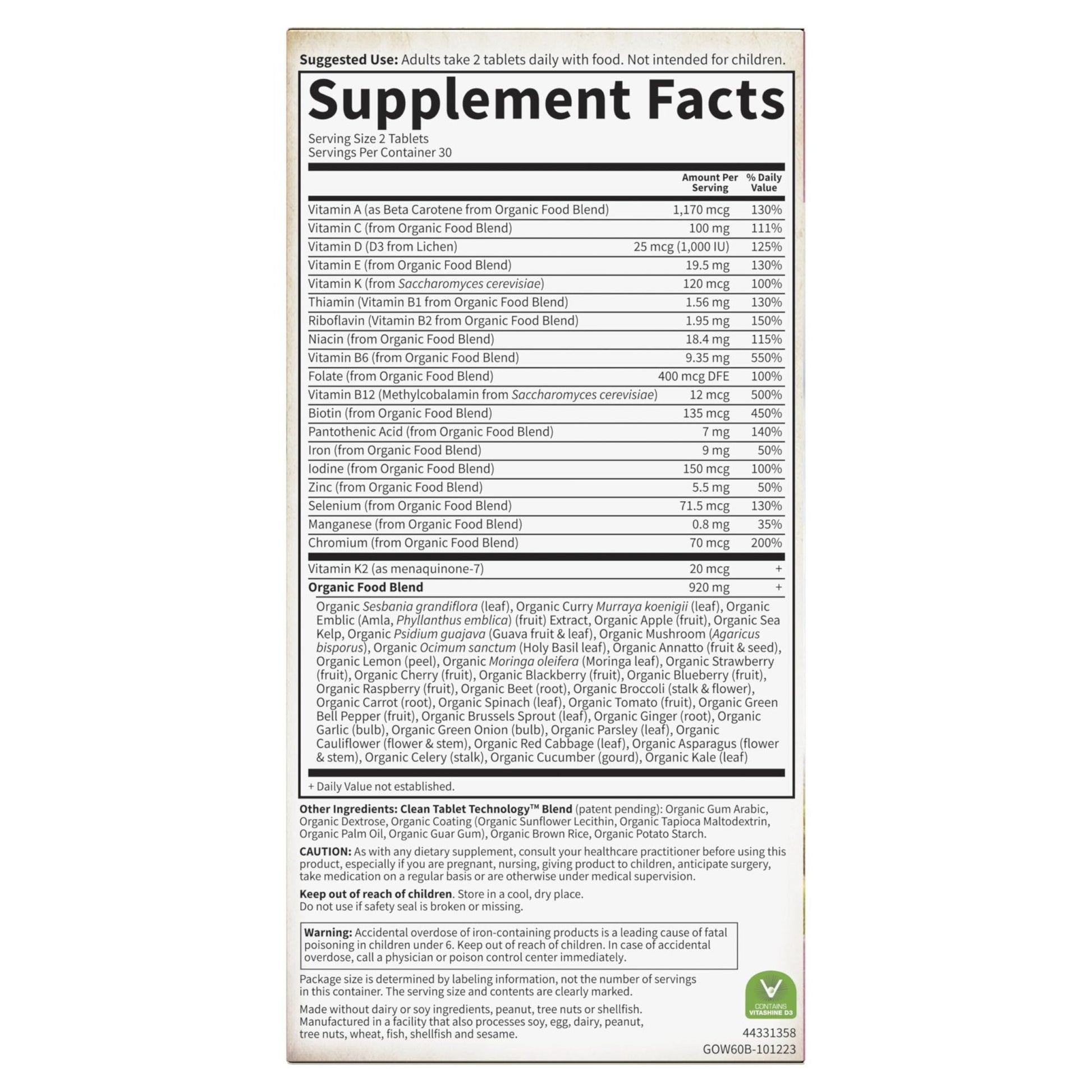 Garden of Life Organics Organic Multivitamin for Women - Womens Multi with Vitamin C, D, Folate, B6, B12, Biotin, Iron - Maple Wellness Supplements