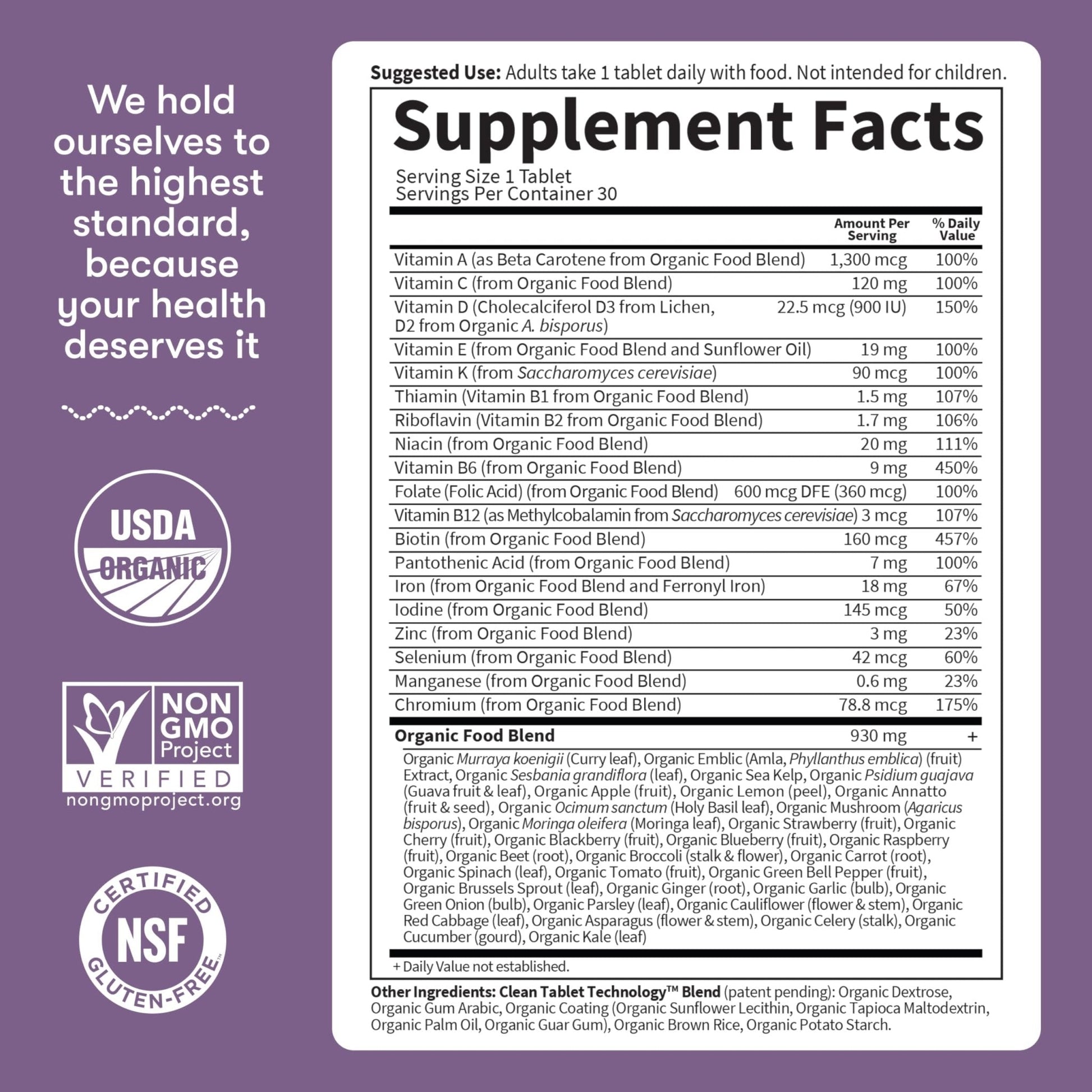 Garden of Life Organics Prenatal Vitamin: Folate for Energy & Healthy Fetal Development, Non-constipating Iron, Vitamin C, B6, B12, D3 – Organic, Non-GMO, Gluten-Free, Vegan, 30 Day Supply - Maple Wellness Supplements