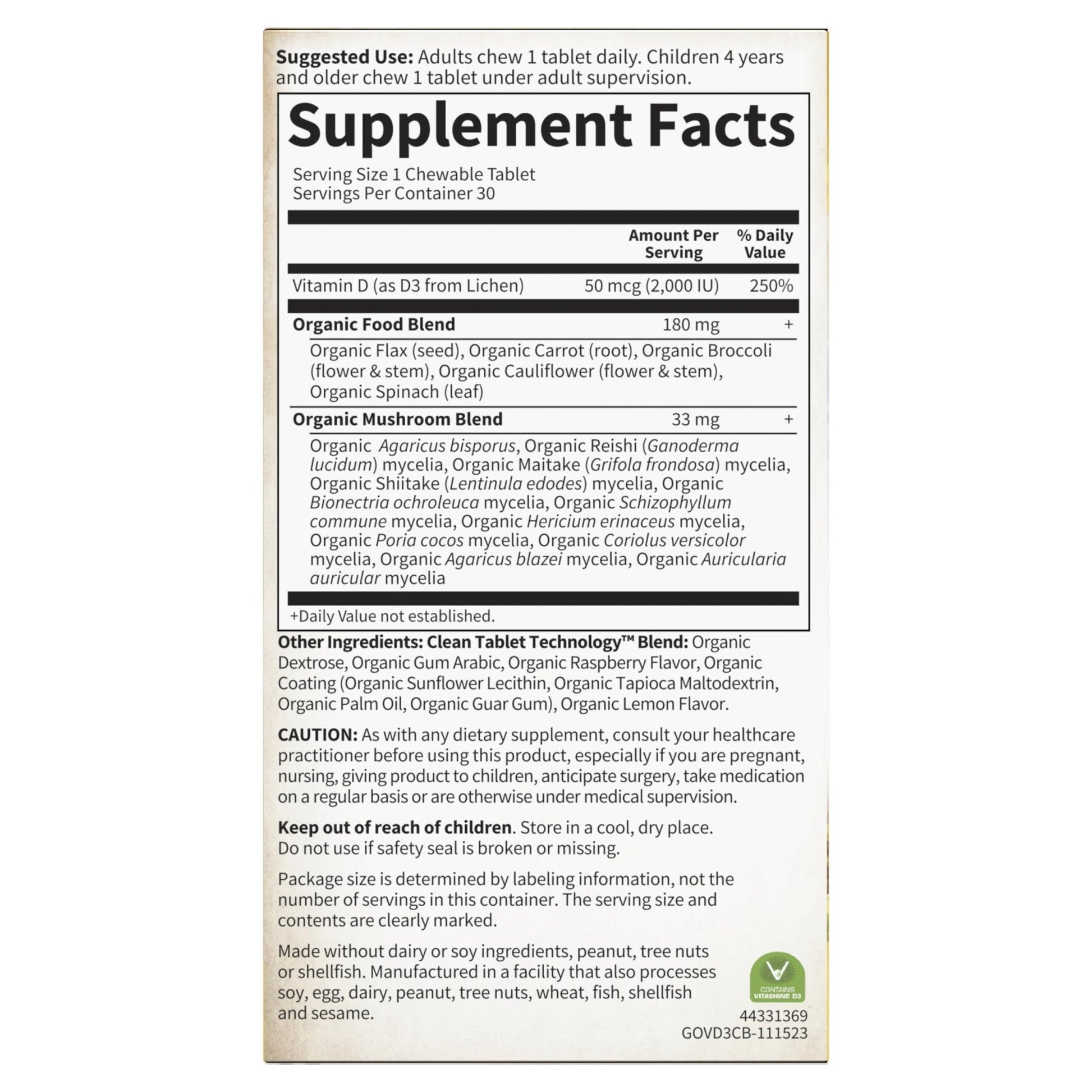 Garden of Life Organics Vegan Vitamin D3 Chewable - Raspberry Lemon, 2,000 IU (50mcg) Whole Food Vitamin D3 from Lichen - Maple Wellness Supplements
